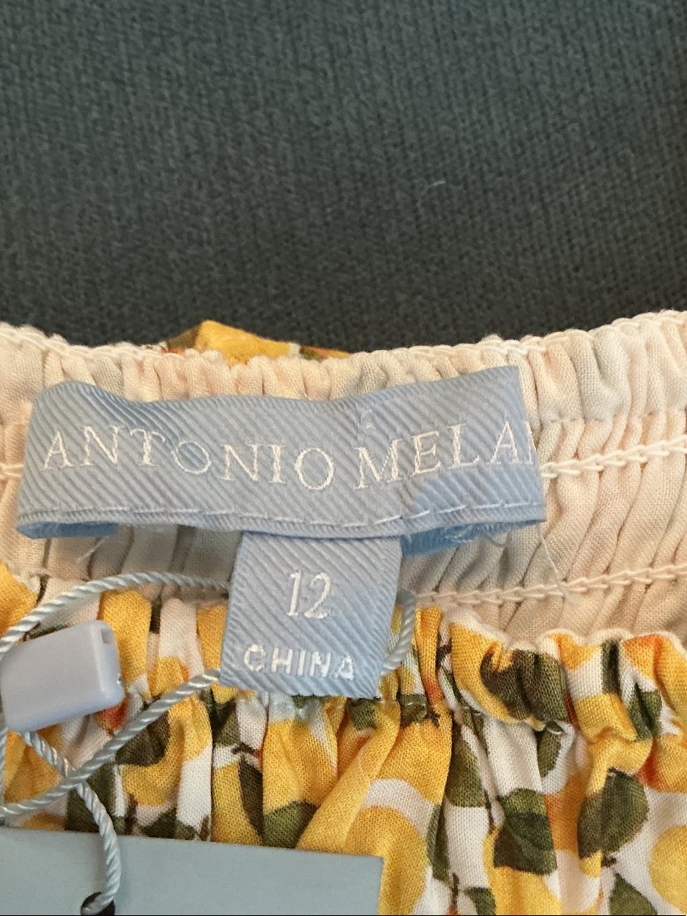 ANTONIO MELANI Yellow Pears Smocked Midi with Spaghetti Straps - Picture 3 of 9
